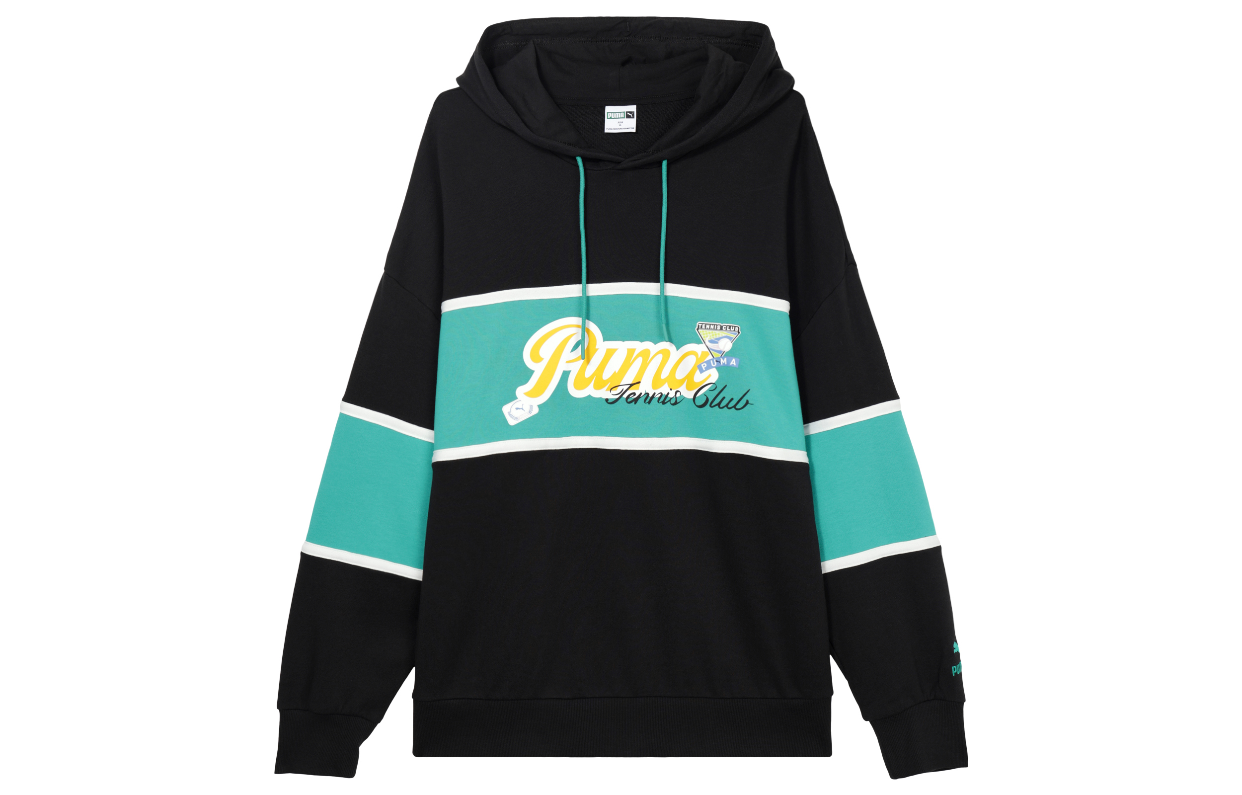 Puma Retro Sports Letter Print Hoodie Black American College Style 625800-01