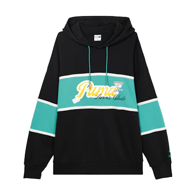 Puma Retro Sports Letter Print Hoodie Black American College Style 625800-01