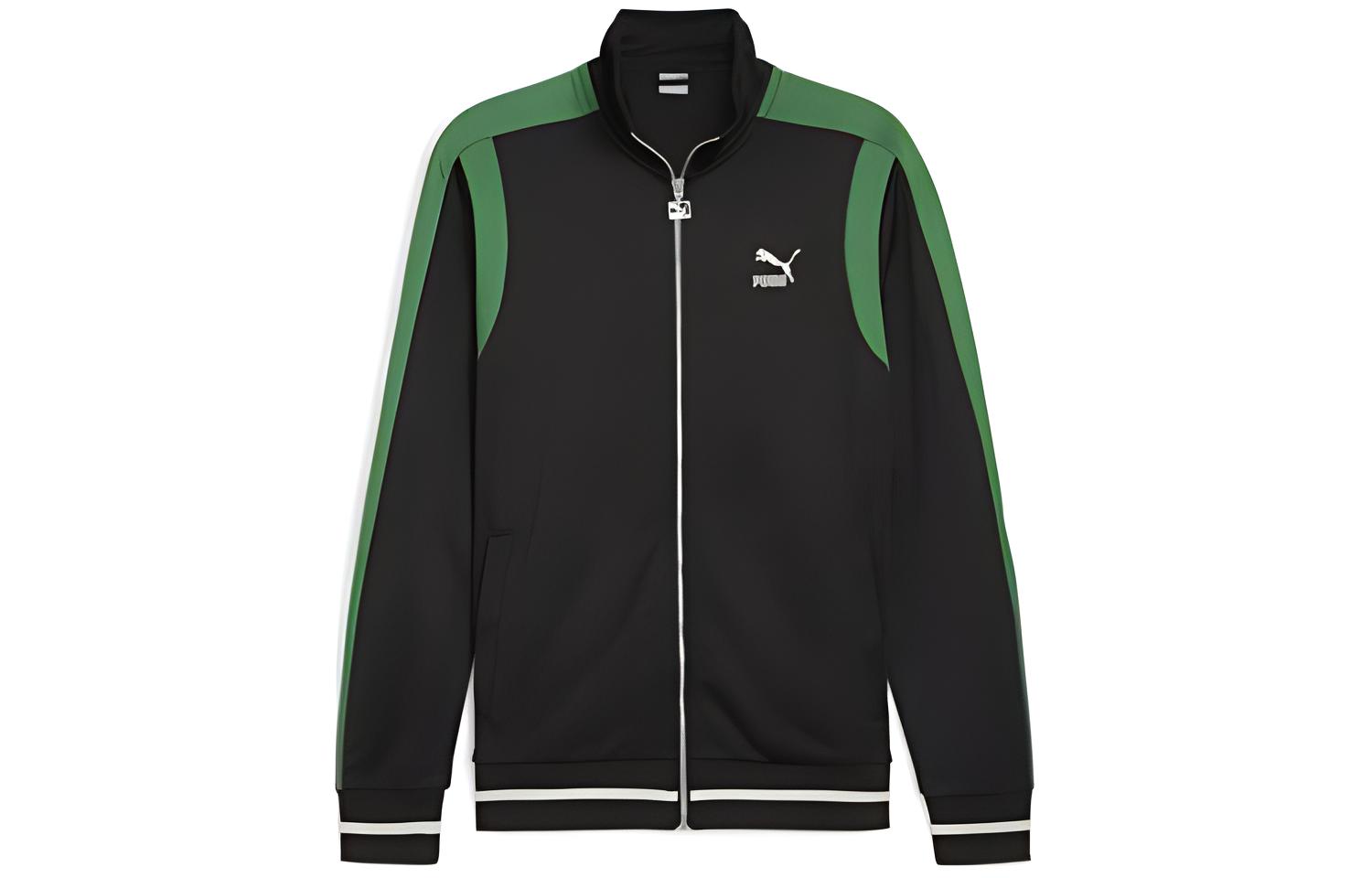 Puma Retro Track Jacket Black with Logo Print and Colorblock Design 624392-01