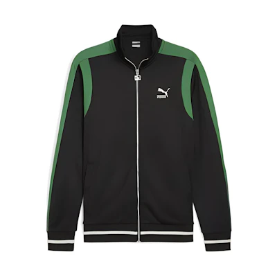 Puma Retro Track Jacket Black with Logo Print and Colorblock Design 624392-01