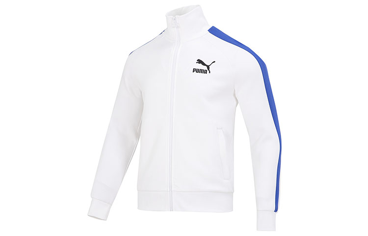 Puma Retro Track Jacket White with Colorblock Stripes and Logo Print 620578-52