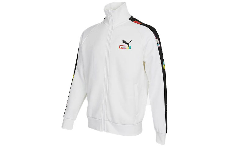 Puma Retro Track Jacket with Side Colorblock Logo Design - White 535128-02