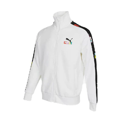 Puma Retro Track Jacket with Side Colorblock Logo Design - White 535128-02