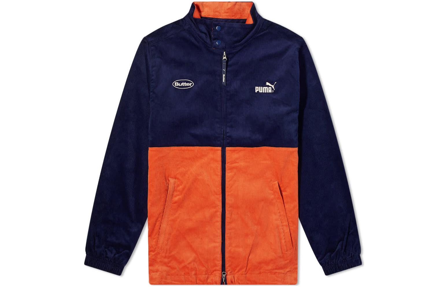 Puma Retro Zip-Up Track Jacket Navy Blue/Orange with Logo Embroidery 532436-06
