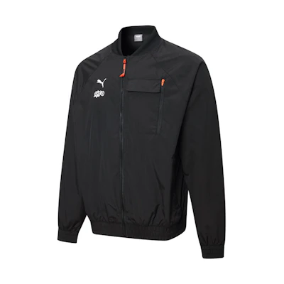 Puma RKDO Bomber Jacket Black Ribbed Collar Print Design 533977-01