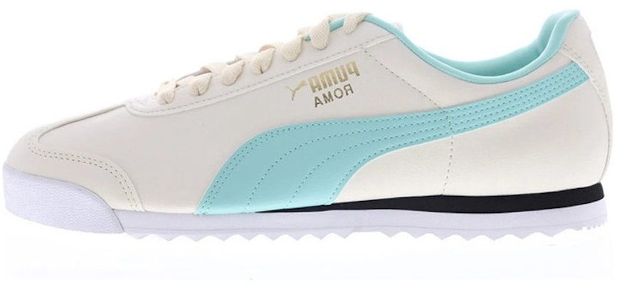 Puma Roma Basic+ Low Top Running Shoes White/Cyan 369571-18 Buy Puma Roma Basic+ Low Top Running Shoes White/Cyan 369571-18