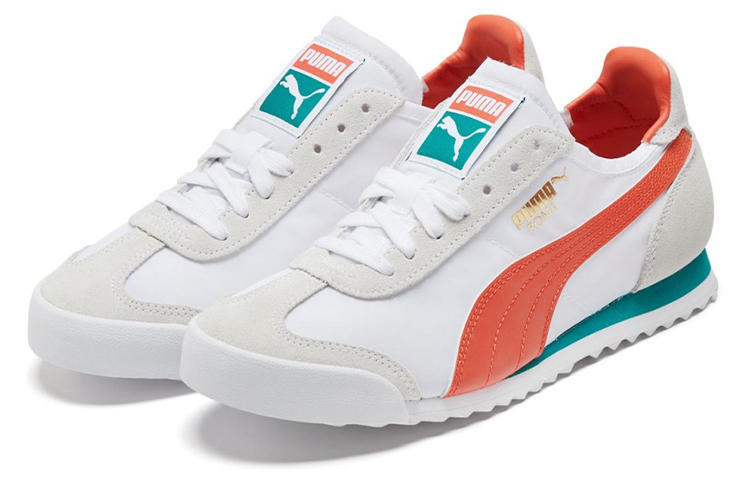 Lookbook PUMA Roma Og 尼龍 復古休閒 低筒 跑步鞋 男女同款 白綠橙