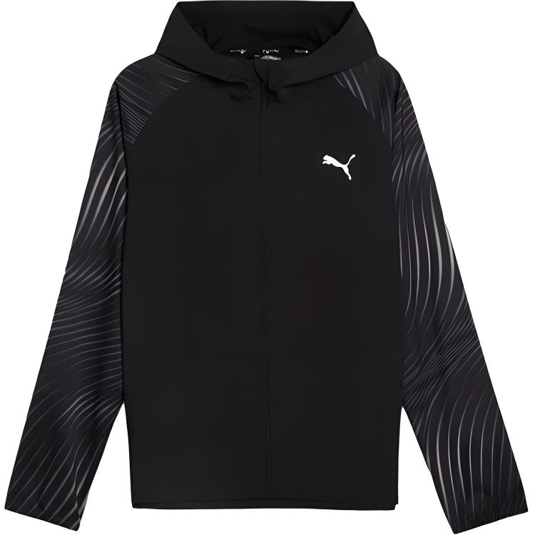 Puma Run Favorite Lightweight Breathable Full-Zip Hoodie Jacket - Black 524510-56