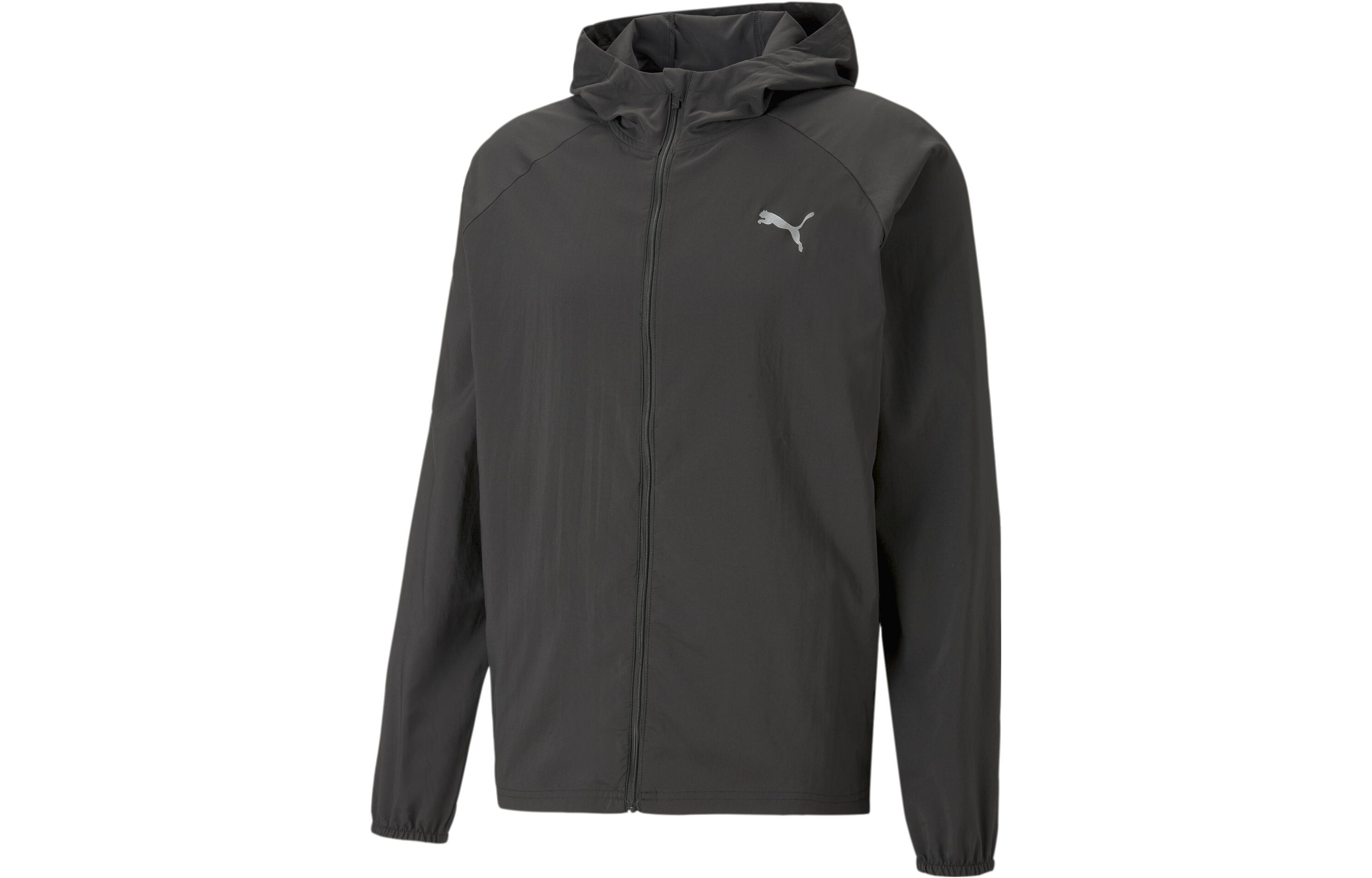 Puma Run Favorite Woven Hooded Jacket Black Casual Printed Coat 523154-01