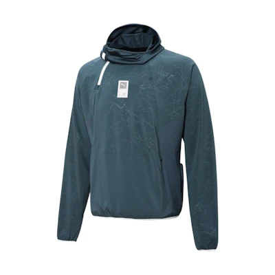 Puma Run First Mile Woven Jacket Gray Blue Hooded Casual Sportswear 521409-42