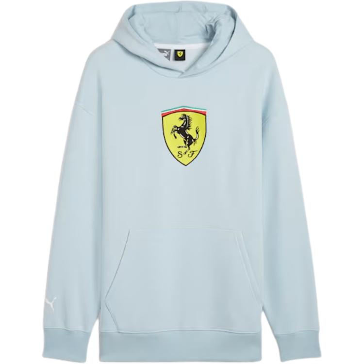 Puma Scuderia Ferrari SS24 Big Shield Hoodie Frost Gray Stylish Comfort 627054-06