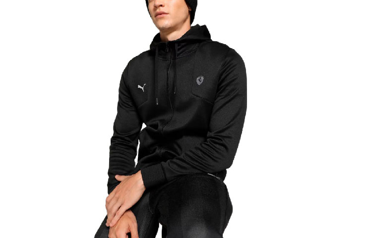 Puma Scuderia Ferrari Style Black Hooded Sweat Jacket Casual Wear 620976-01