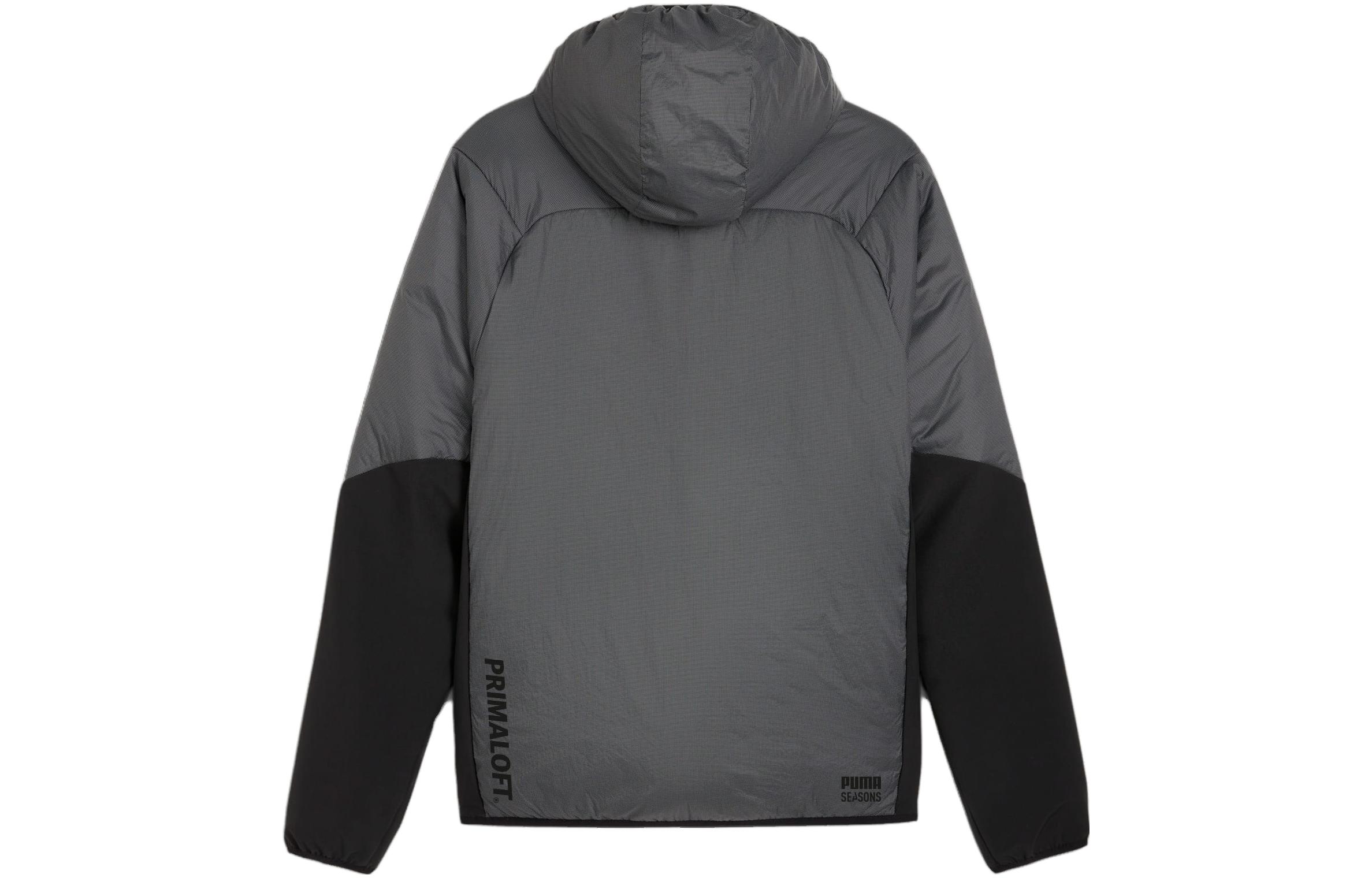 Lookbook Chaqueta Running PUMA Seasons Hybrid Primaloft Gris Negro Colorblock. 524110-01