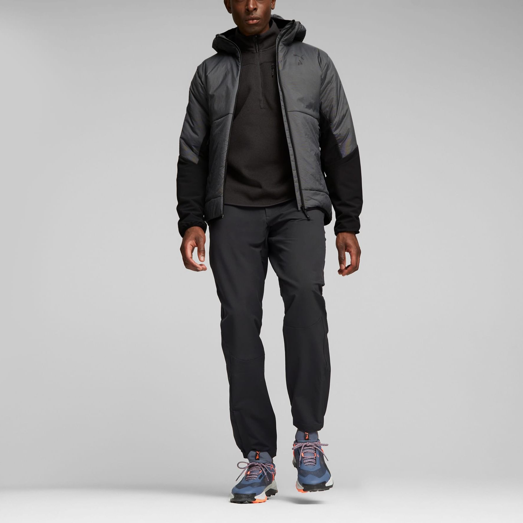 Shop Chaqueta Running PUMA Seasons Hybrid Primaloft Gris Negro Colorblock. 524110-01