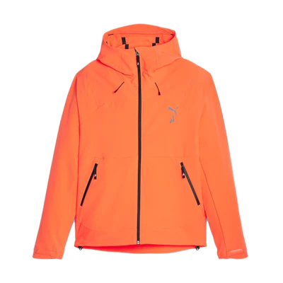 Puma SEASONS Orange Hooded Softshell Running Jacket with Logo Print 524108-60