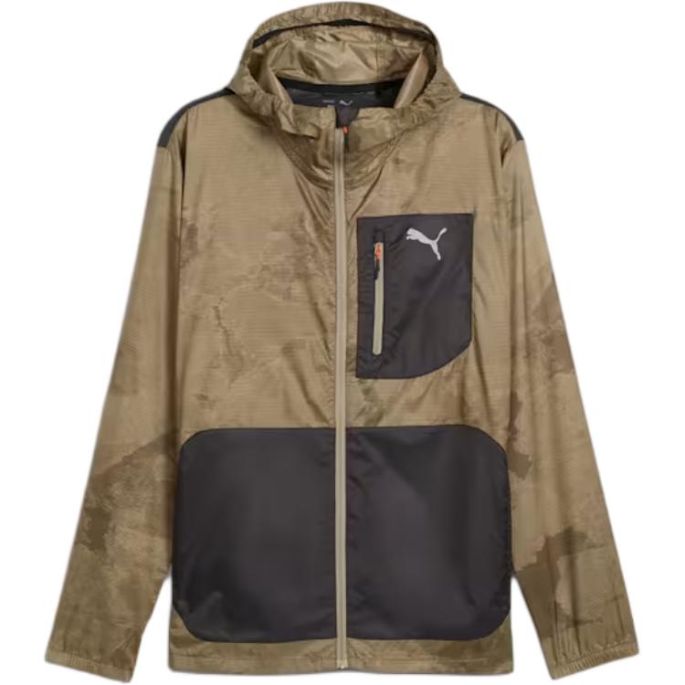 Puma SEASONS Waterproof Windbreaker Full-Zip Jacket Brown/Yellow 525831-67