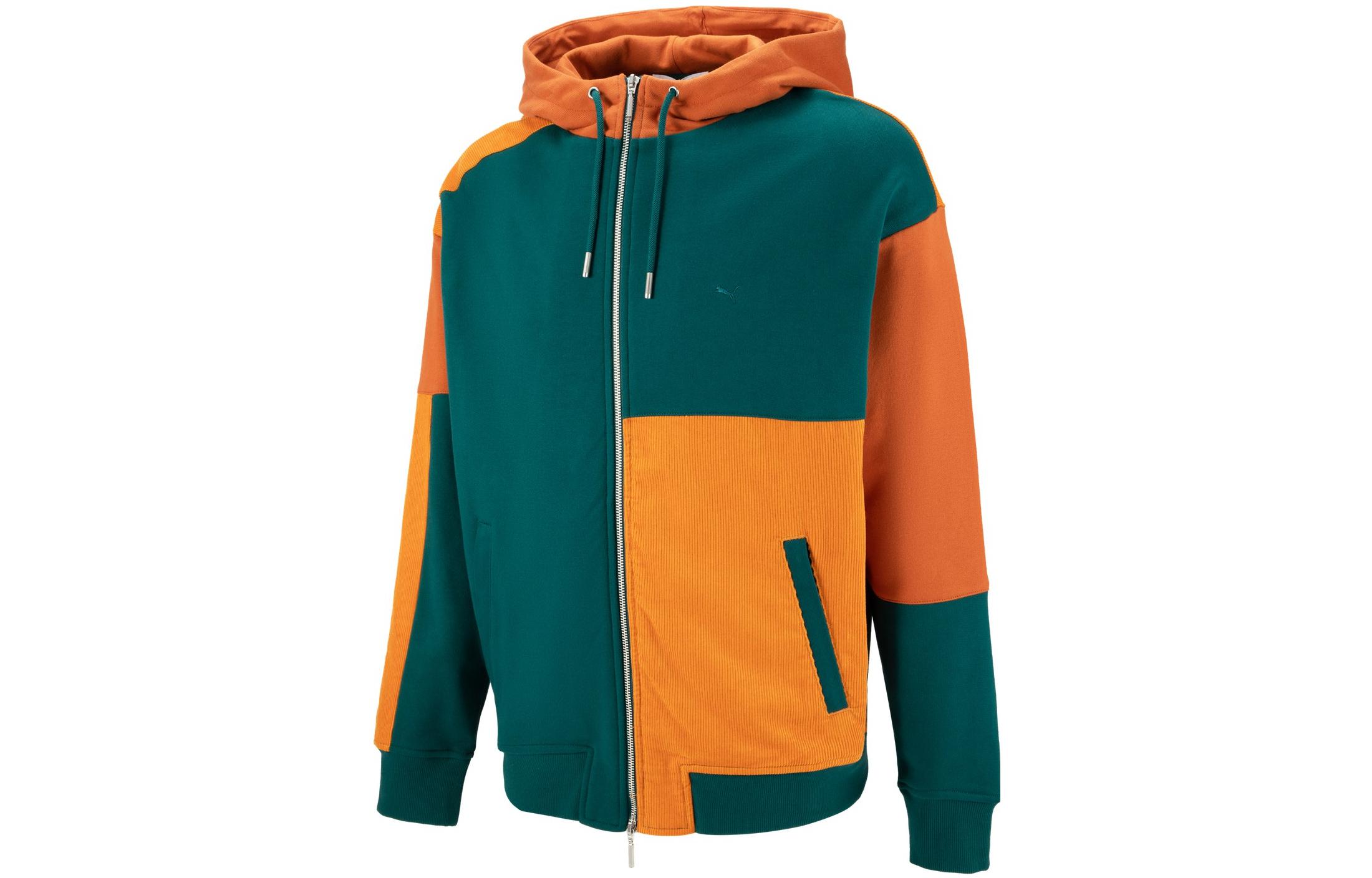 Puma Select MMQ Patchwork Colorblock Zip Hoodie Jacket Unisex Green 539582-87