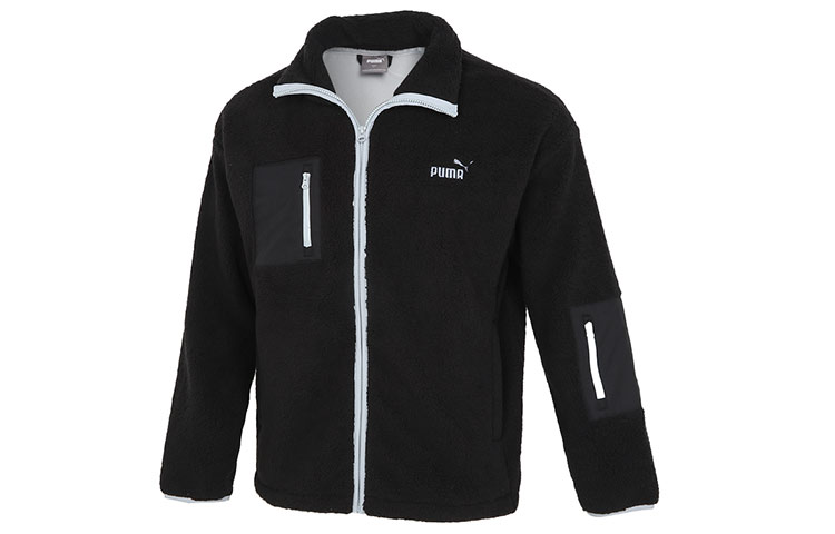 Puma Sherpa Bonded Jacket Black Retro Logo Fleece Warm Slim Fit Jacket 534930-01