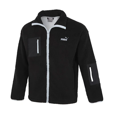 Puma Sherpa Bonded Jacket Black Retro Logo Fleece Warm Slim Fit Jacket 534930-01