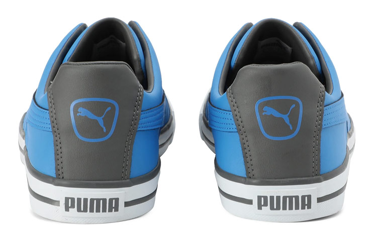 Shop Puma Slyde Knit MU IDP 復古百搭 低筒休閒板鞋 灰藍拼色