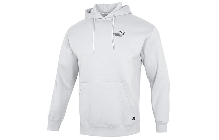 Puma Small Logo Relaxed Hoodie Retro Sports Style Grey Sweatshirt 673624-19