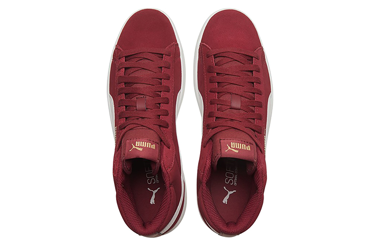 Shop PUMA Smash 耐磨 中筒 板鞋 男女鞋 紅白