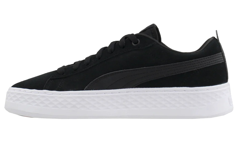 Puma Smash Platform Suede Casual Board Shoes Black/White 366488-01