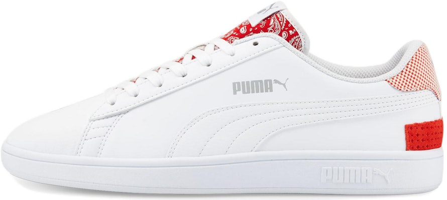 Puma Smash v2 拼接休閒板鞋 白紅色 Buy Puma Smash v2 拼接休閒板鞋 白紅色