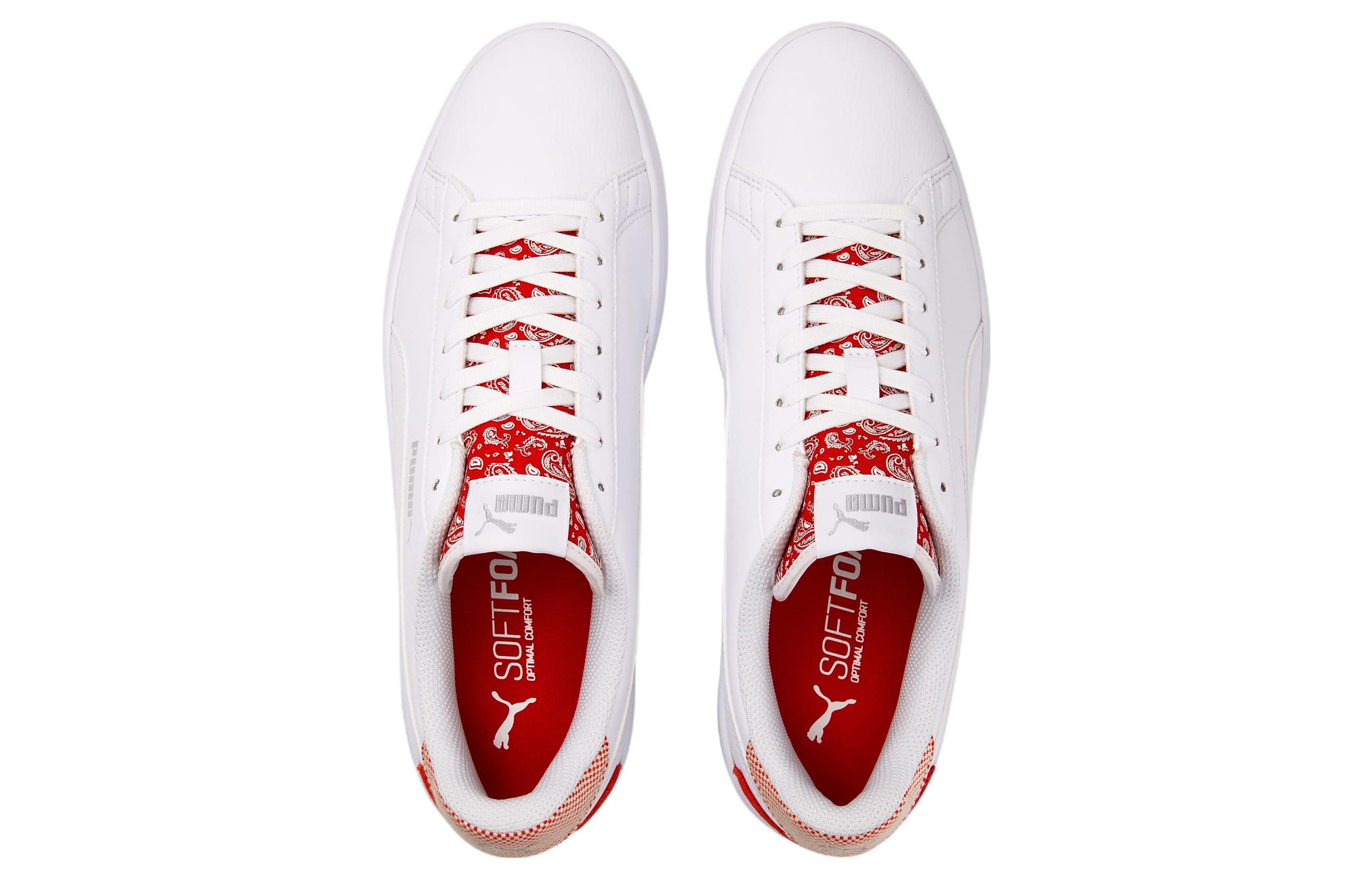 Lookbook Puma Smash v2 拼接休閒板鞋 白紅色