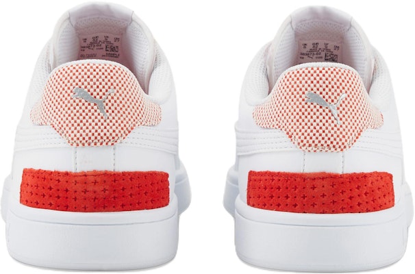 Puma Smash v2 拼接休閒板鞋 白紅色 Shop Puma Smash v2 拼接休閒板鞋 白紅色