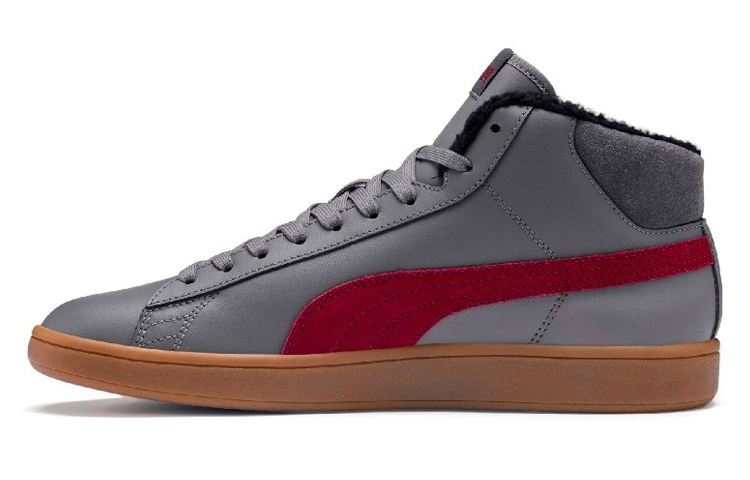 Buy 彪马Smash v2冬季加绒中帮灰红配色 367338-04