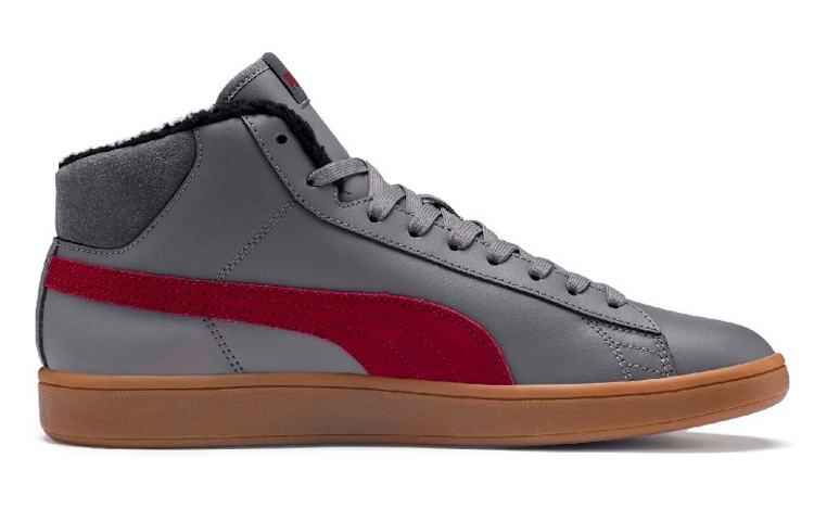 Order 彪马Smash v2冬季加绒中帮灰红配色 367338-04