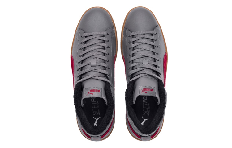 Lookbook 彪马Smash v2冬季加绒中帮灰红配色 367338-04