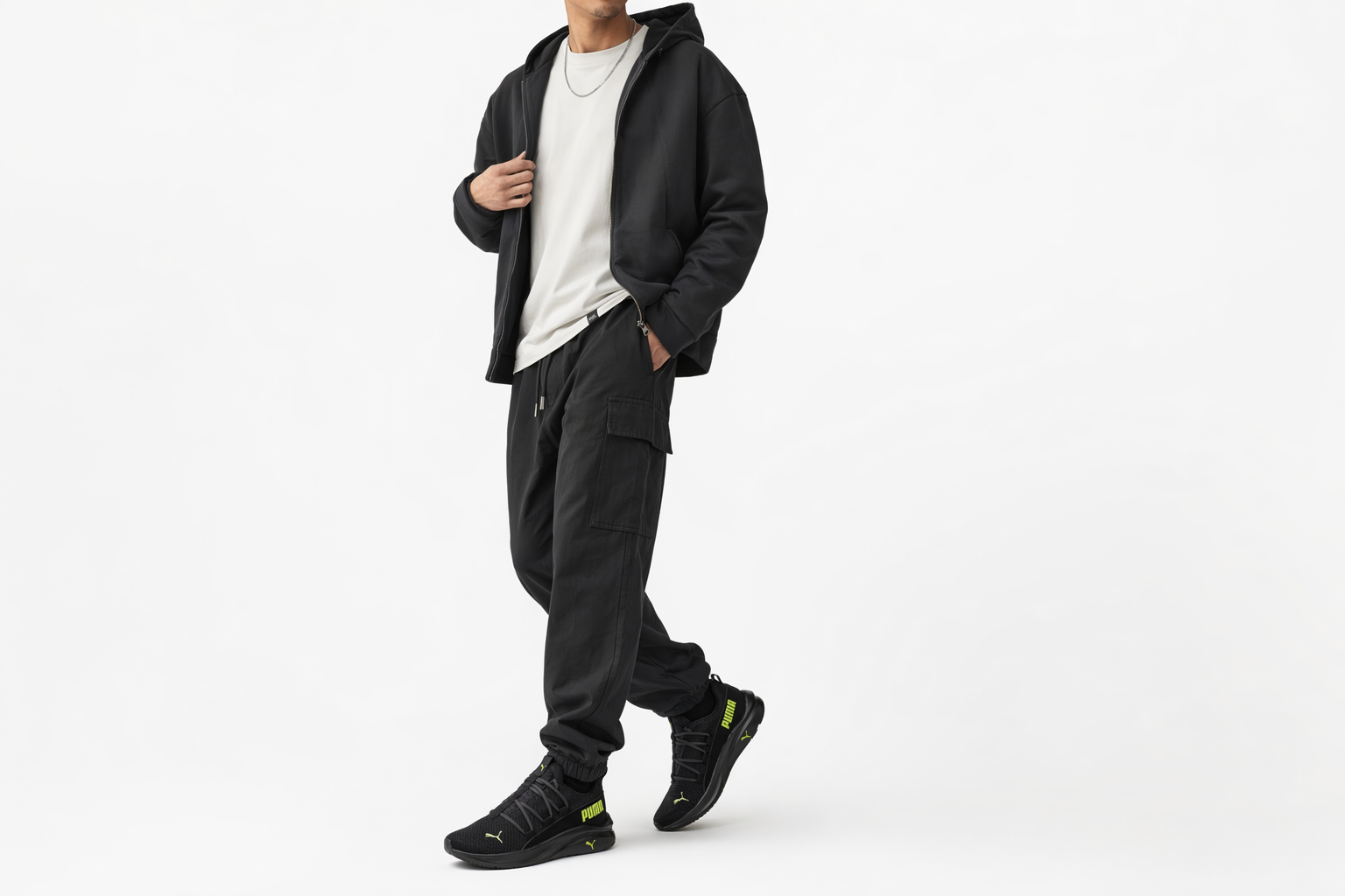 Order PUMA Softride 男款運動戶外舒適網布耐磨透氣減震輕便低幫休閒跑步鞋 黑綠