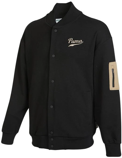 puma-solid-black-long-sleeve-jacket-with-logo-print-snap-buttons-536788-01