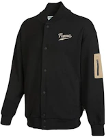 Puma Solid Black Long Sleeve Jacket with Logo Print Snap Buttons 536788-01 Puma Solid Black Long Sleeve Jacket with Logo Print Snap Buttons 536788-01