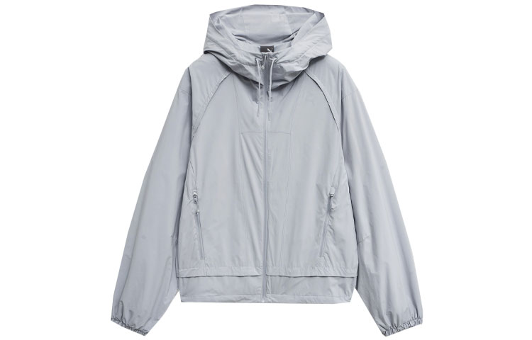 Puma Solid Color Hooded Woven Jacket in Gray Casual Athletic Style 940464-01