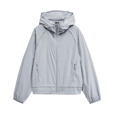 Puma Solid Color Hooded Woven Jacket in Gray Casual Athletic Style 940464-01