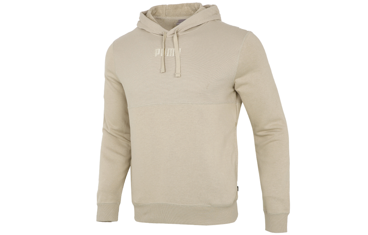 Puma Solid Color Knit Drawstring Hoodie Pullover Khaki 846413-42