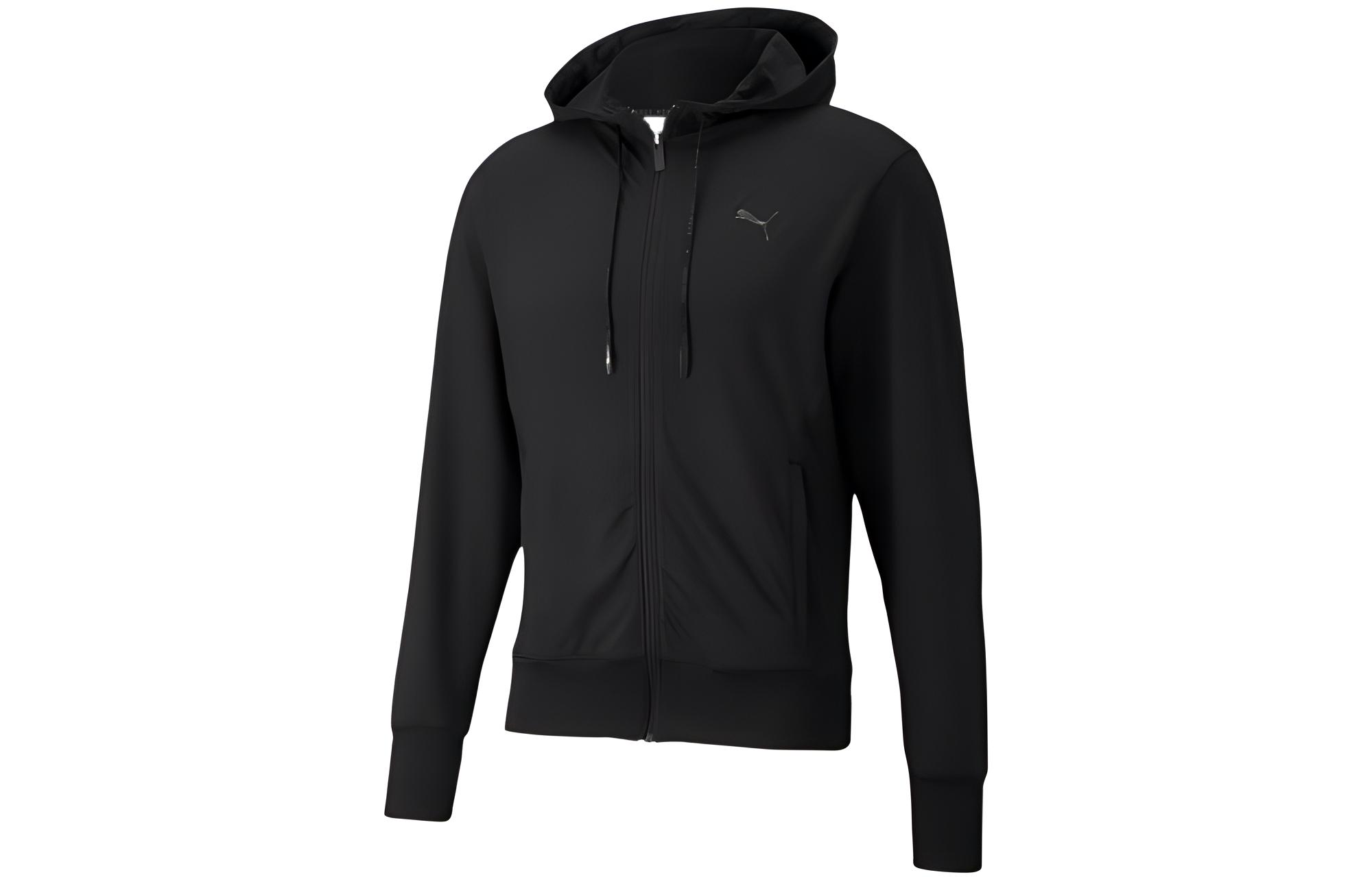 Puma Solid Color Zip-Up Training Hoodie Black 521019-01