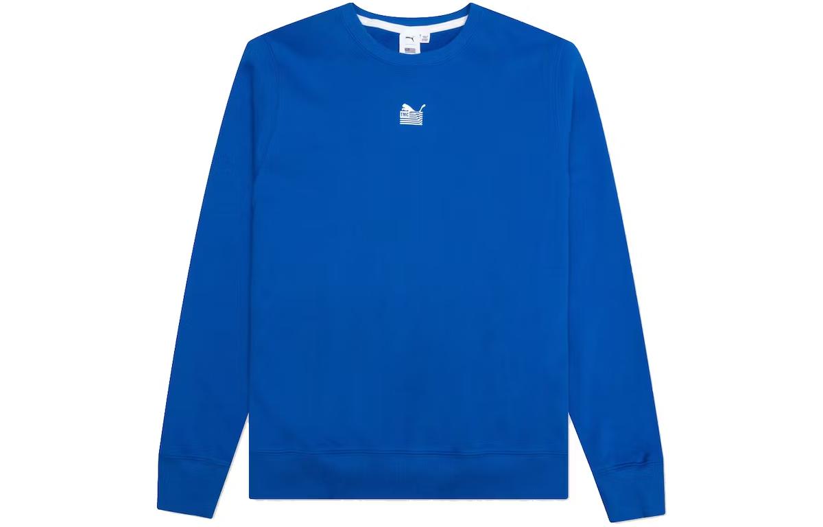 Puma Solid Crewneck Pullover Slim Fit Long Sleeve Sweatshirt Blue 533688-03