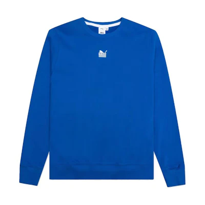 Puma Solid Crewneck Pullover Slim Fit Long Sleeve Sweatshirt Blue 533688-03