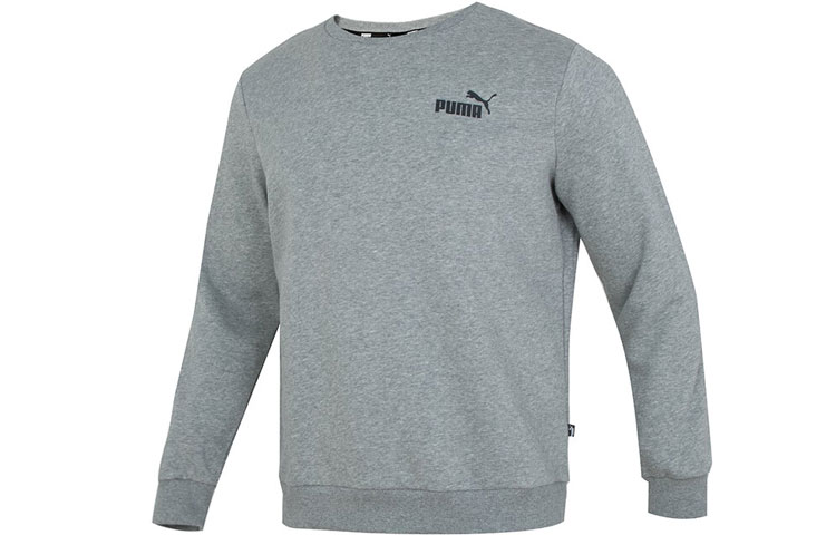Puma Solid Logo Gray Long-Sleeve Crewneck Sweatshirt Training Casual 683375-03