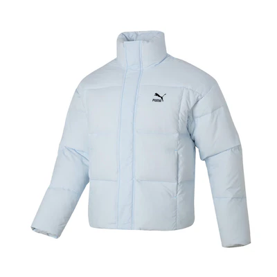 PUMA Solid Logo High-Neck Puffer Jacket Unisex Light Blue 623600-69