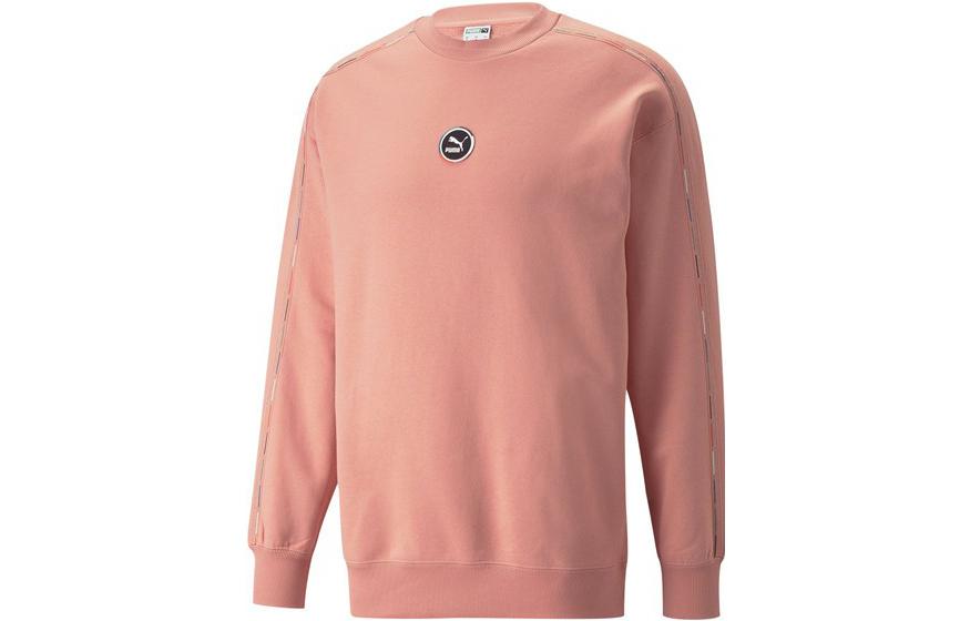 Puma Solid Logo Print Crewneck Long Sleeve Sweatshirt Unisex Rose Pink 535382-24