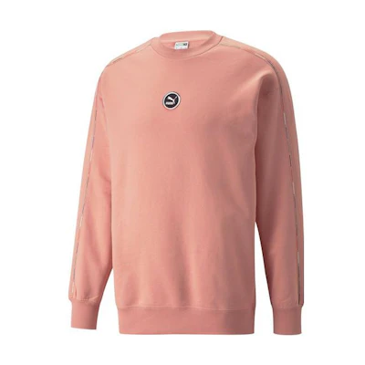 Puma Solid Logo Print Crewneck Long Sleeve Sweatshirt Unisex Rose Pink 535382-24