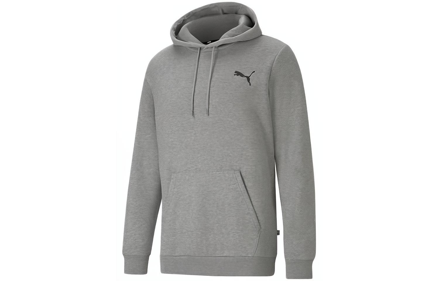 Puma Solid Logo Print Hoodie Light Gray 586690-03