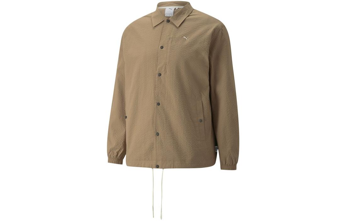 Puma Solid Logo Woven Collar Jacket Khaki Unisex 533467-63