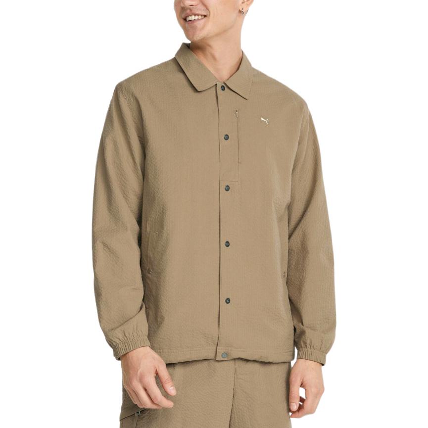 Shop Puma 素色Logo織布領夾克 卡其色 男女適用 533467-63