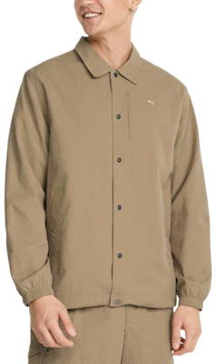 Puma 素色Logo織布領夾克 卡其色 男女適用 533467-63 Shop Puma 素色Logo織布領夾克 卡其色 男女適用 533467-63